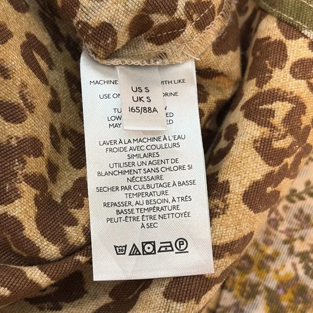 Pilcro Anthropologie The Fielder Mixed Media Distressed Patchwork Shacket Sz S